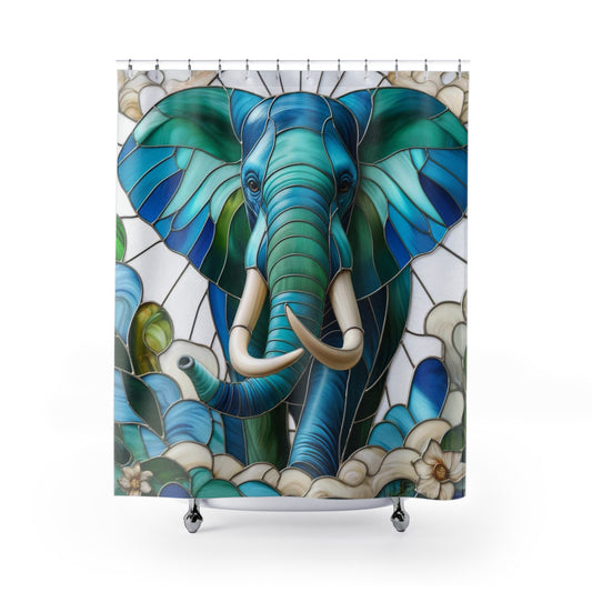 Stained Glass Elephant Shower Curtain
