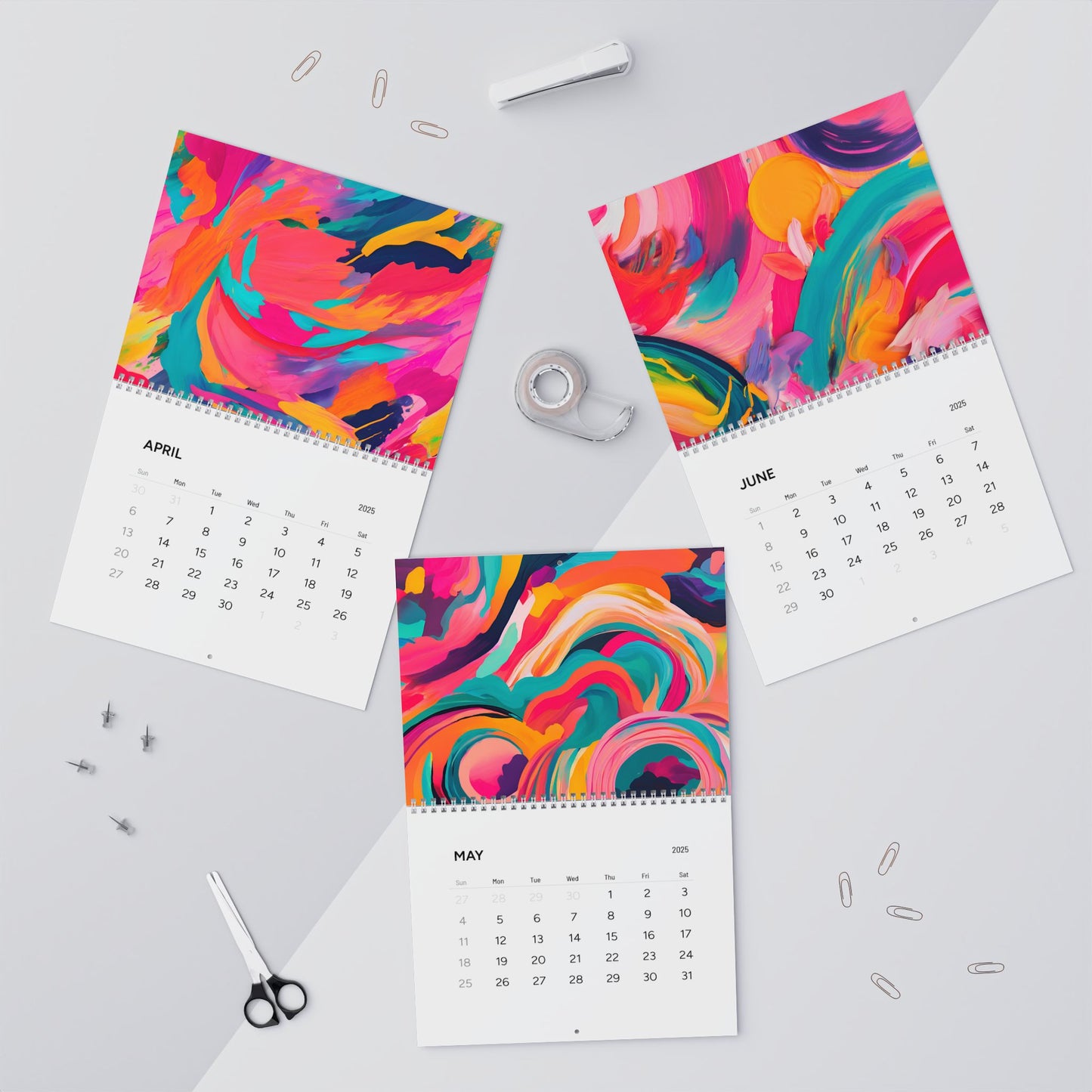 Expressive Color Palette: 2025 Abstract Art Calendar