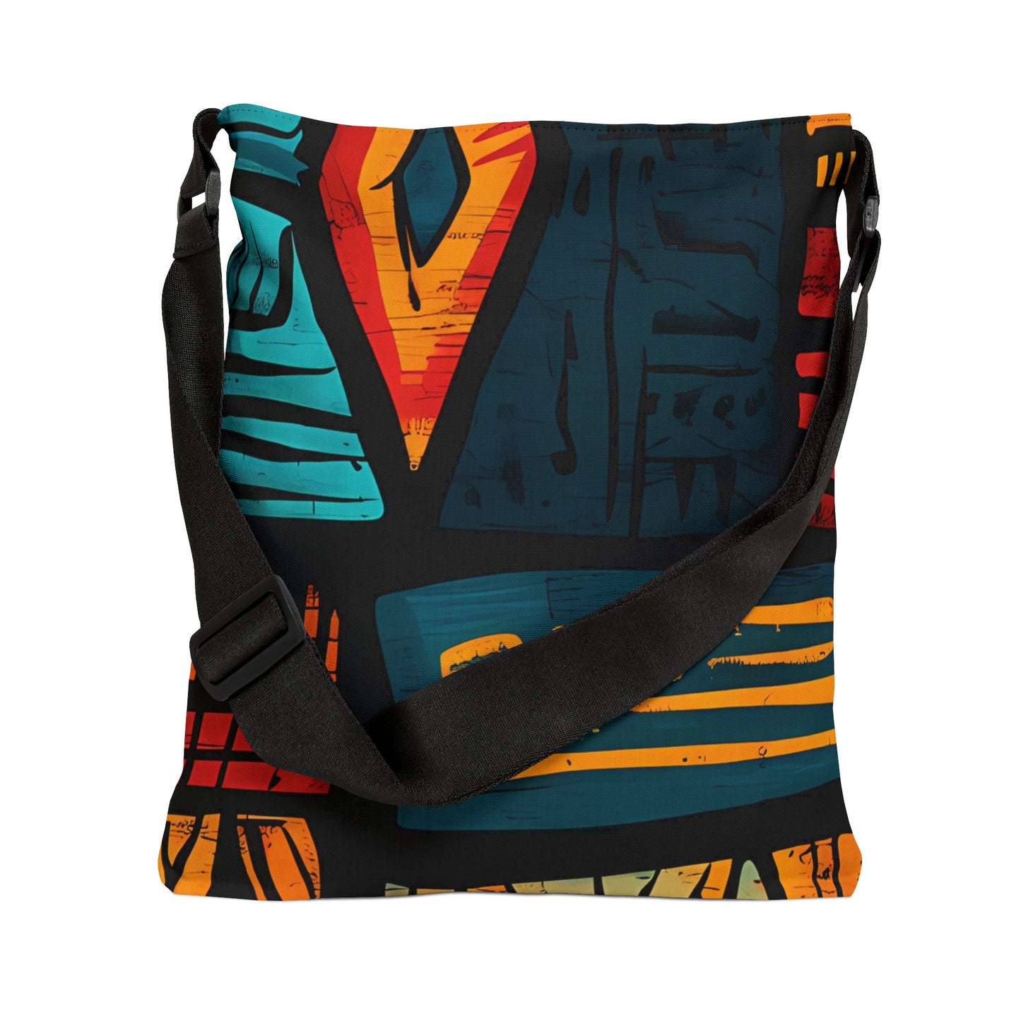 African Tribal Art Adjustable Tote Bag - Orange