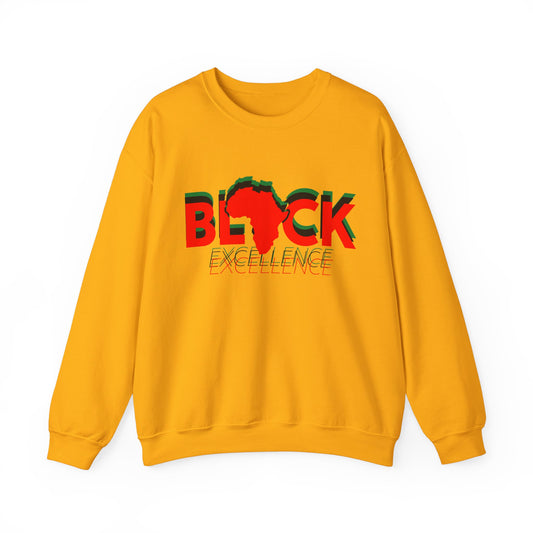 Black Excellence Crewneck Sweatshirt - Afrocentric Design for African Heritage Celebration