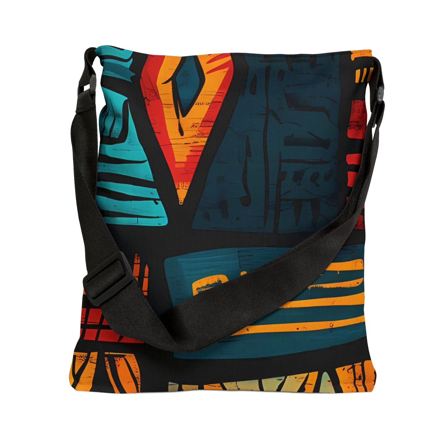 African Tribal Art Adjustable Tote Bag - Orange