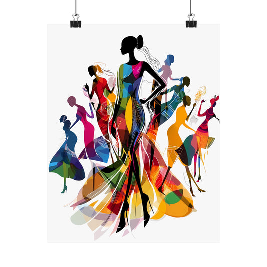 Vertical Posters - Empowered Women in Motion: Colorful African Silhouette Art Print