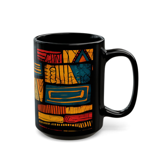 African Tribal Art Black Mug