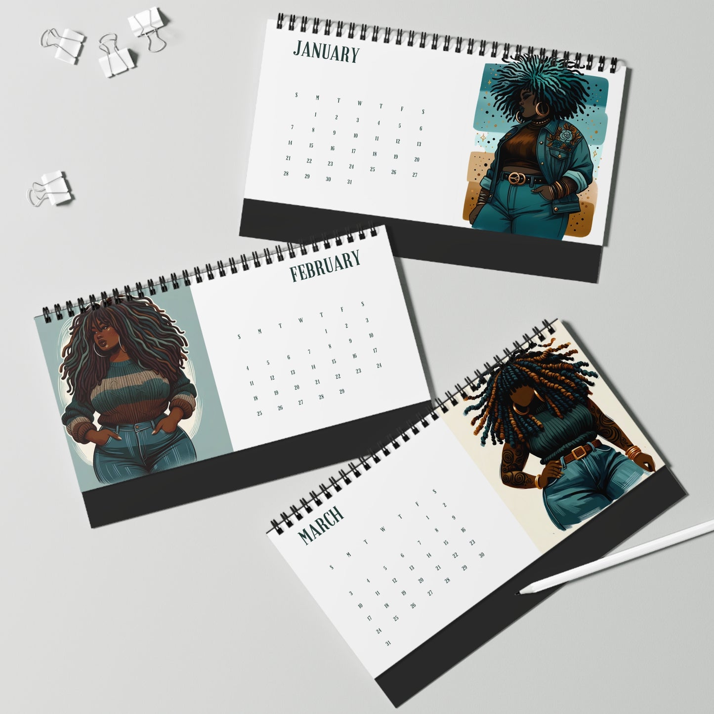 The Artistry of Black Women Desk Calendar