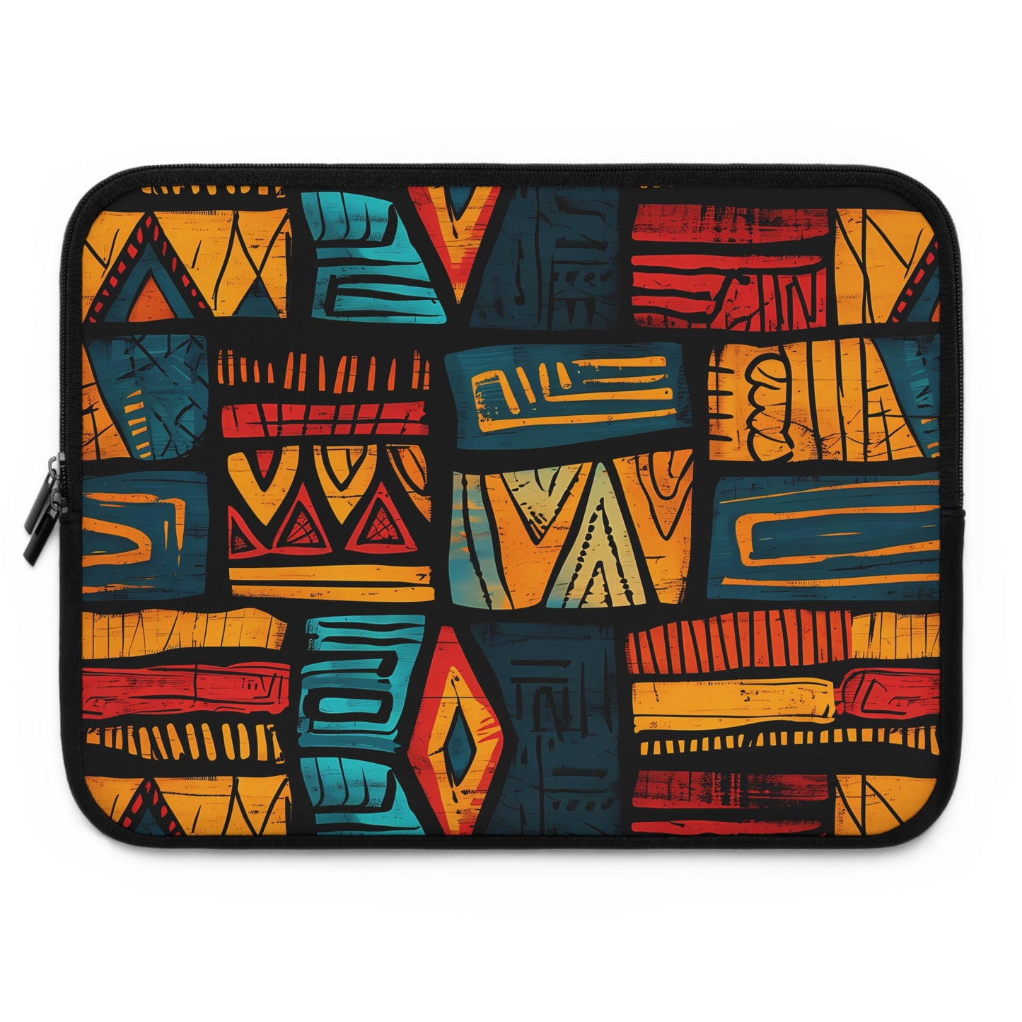 African Tribal Art Laptop Sleeve - Orange