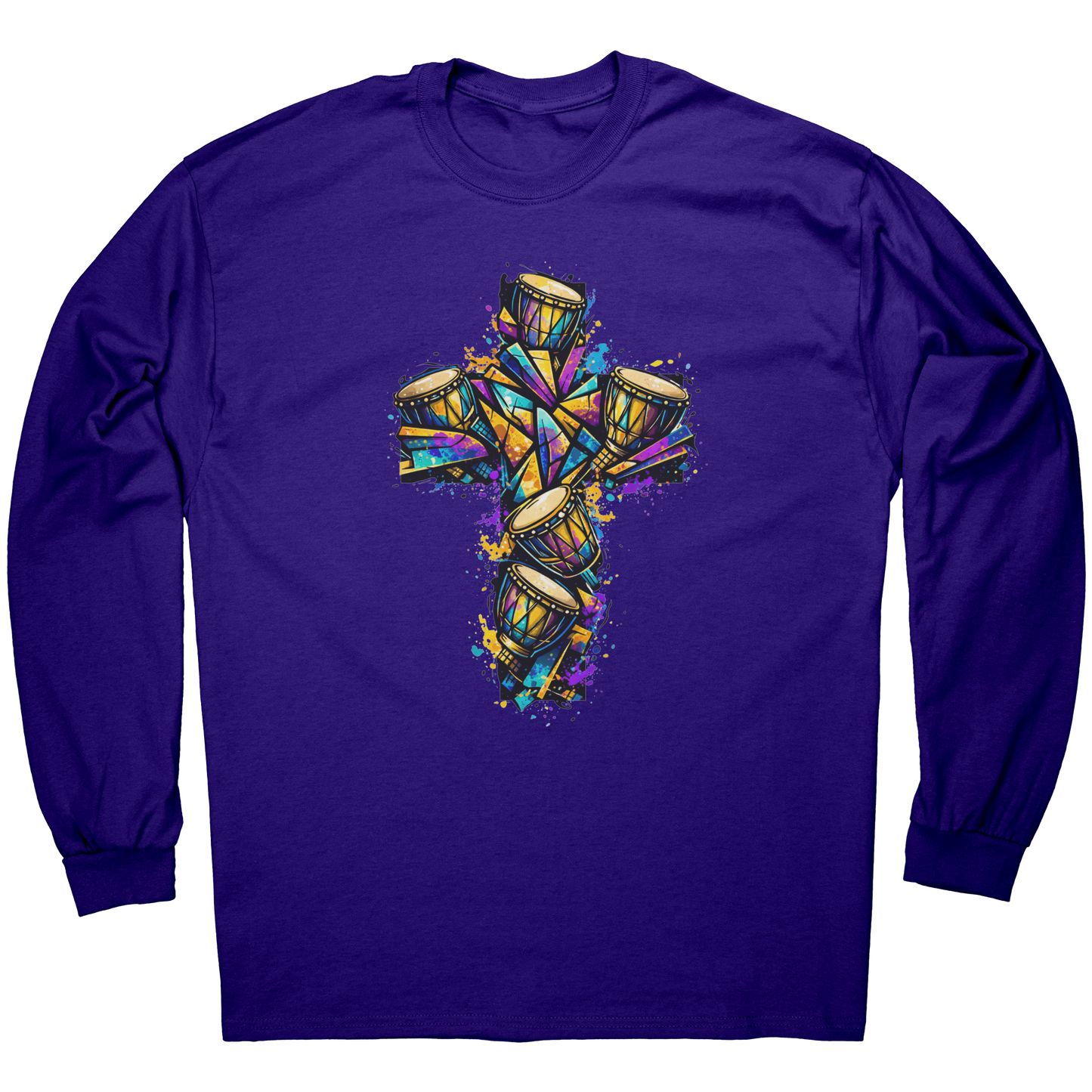 African_Drum_Cross_Long_Sleeve_T-Shirt__Purple_Mockup.png_15496336