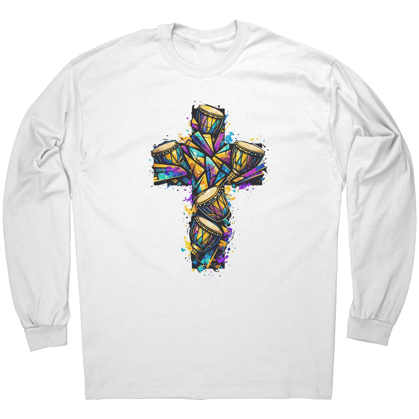 African_Drum_Cross_Long_Sleeve_T-Shirt__White_Mockup.png_15496334