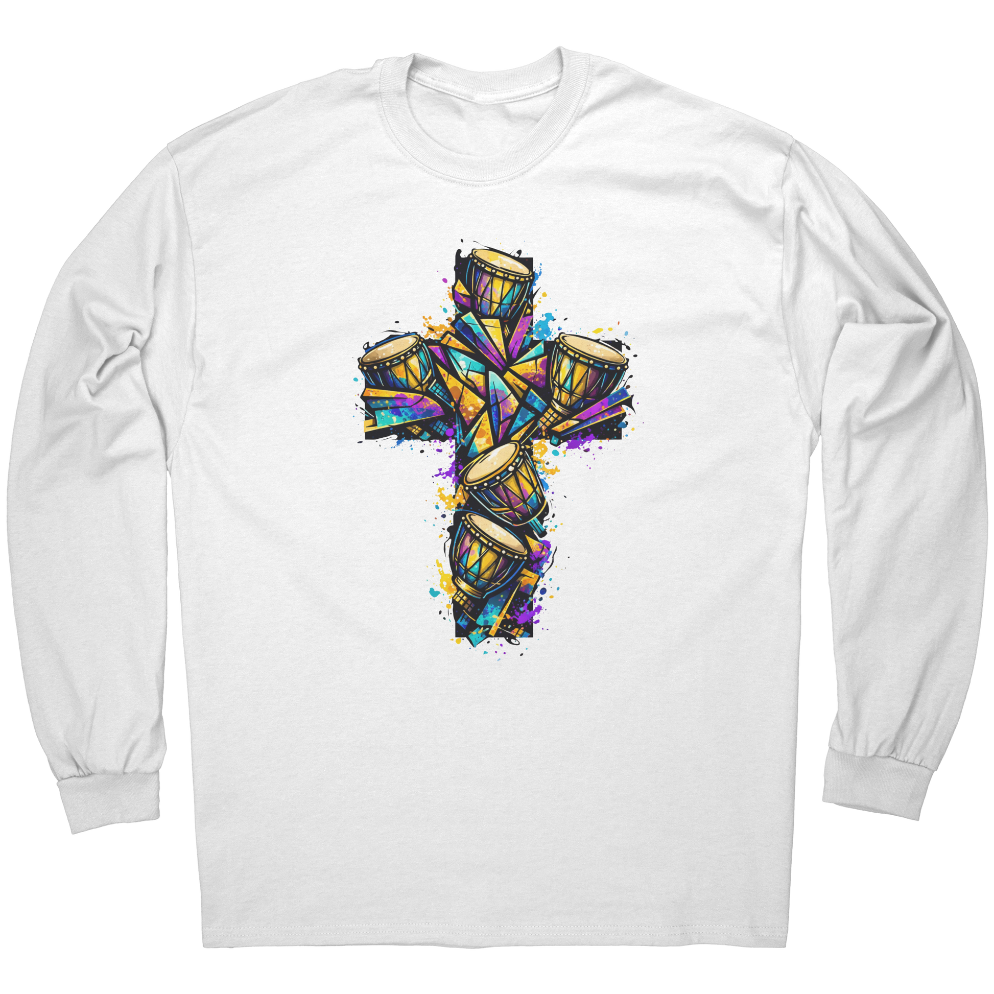 African_Drum_Cross_Long_Sleeve_T-Shirt__White_Mockup.png_15496334