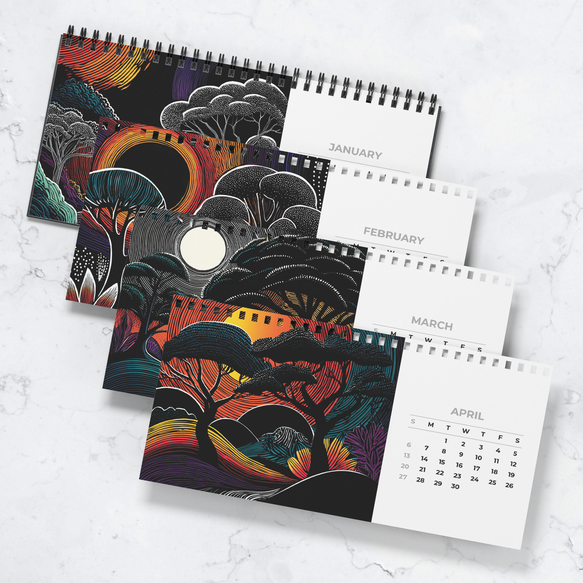 Afrocentric_Sunset_Landscape_Calendar_20_Detached_Pages_Mockup.png