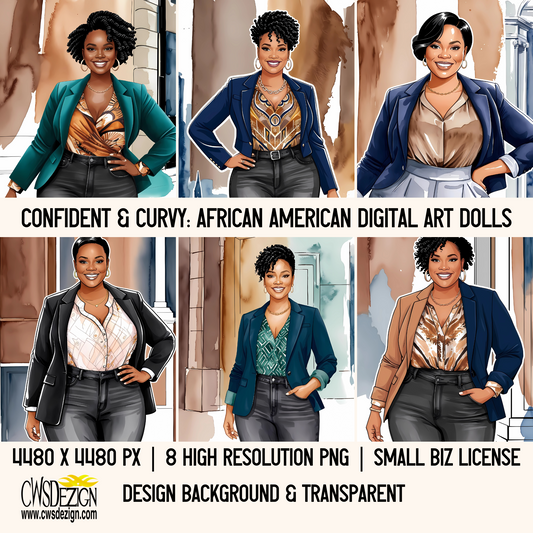 Confident and Curvy: African American Digital Art Dolls