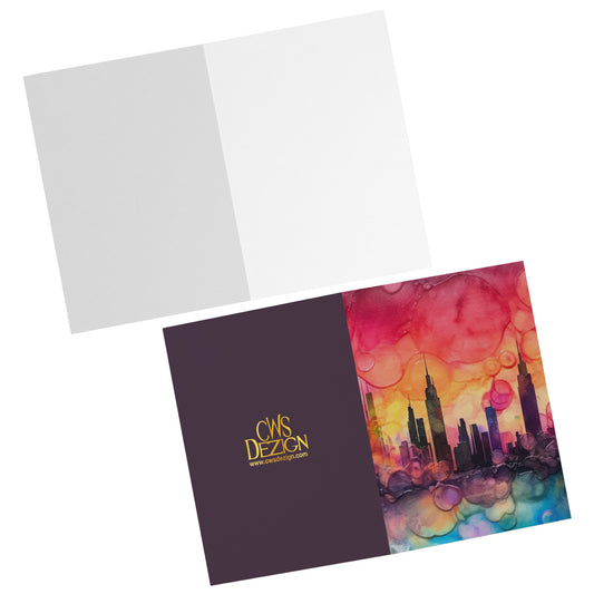 Citiscape Alcohol Ink Greeting Card
