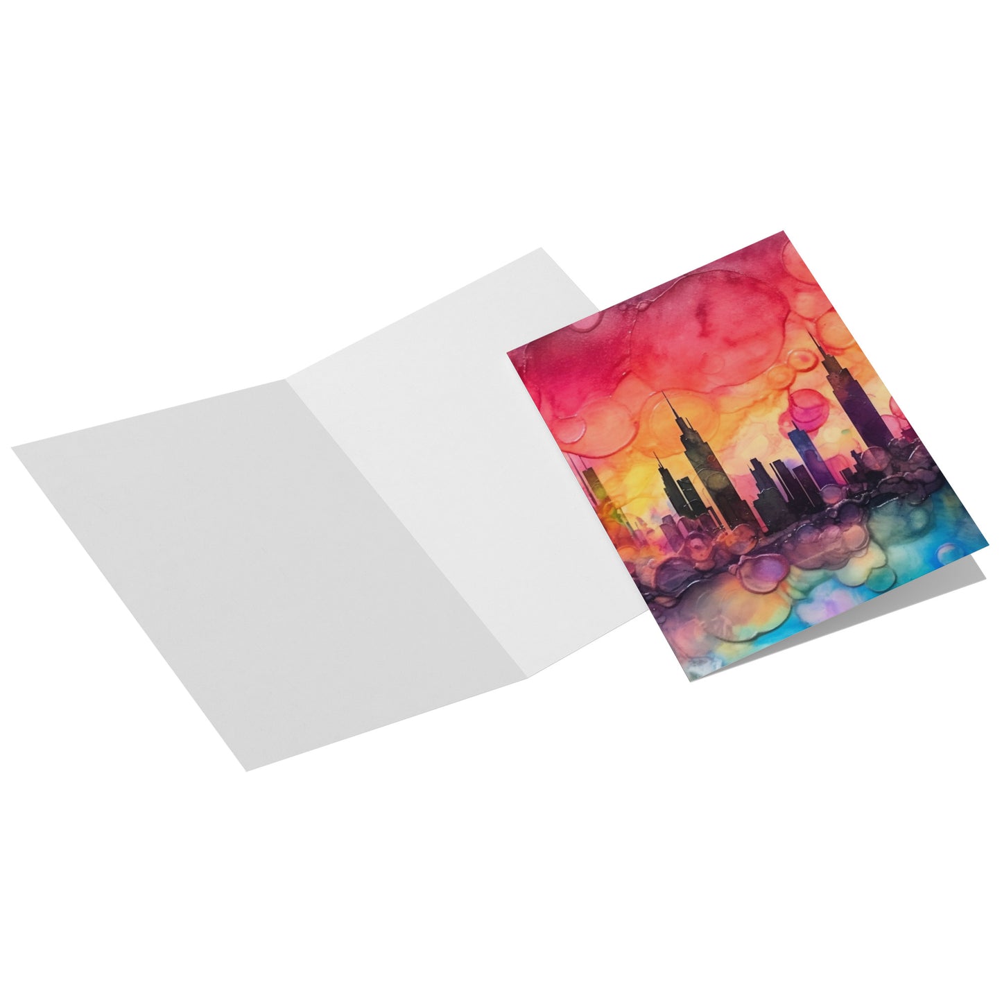 Citiscape Alcohol Ink Greeting Card