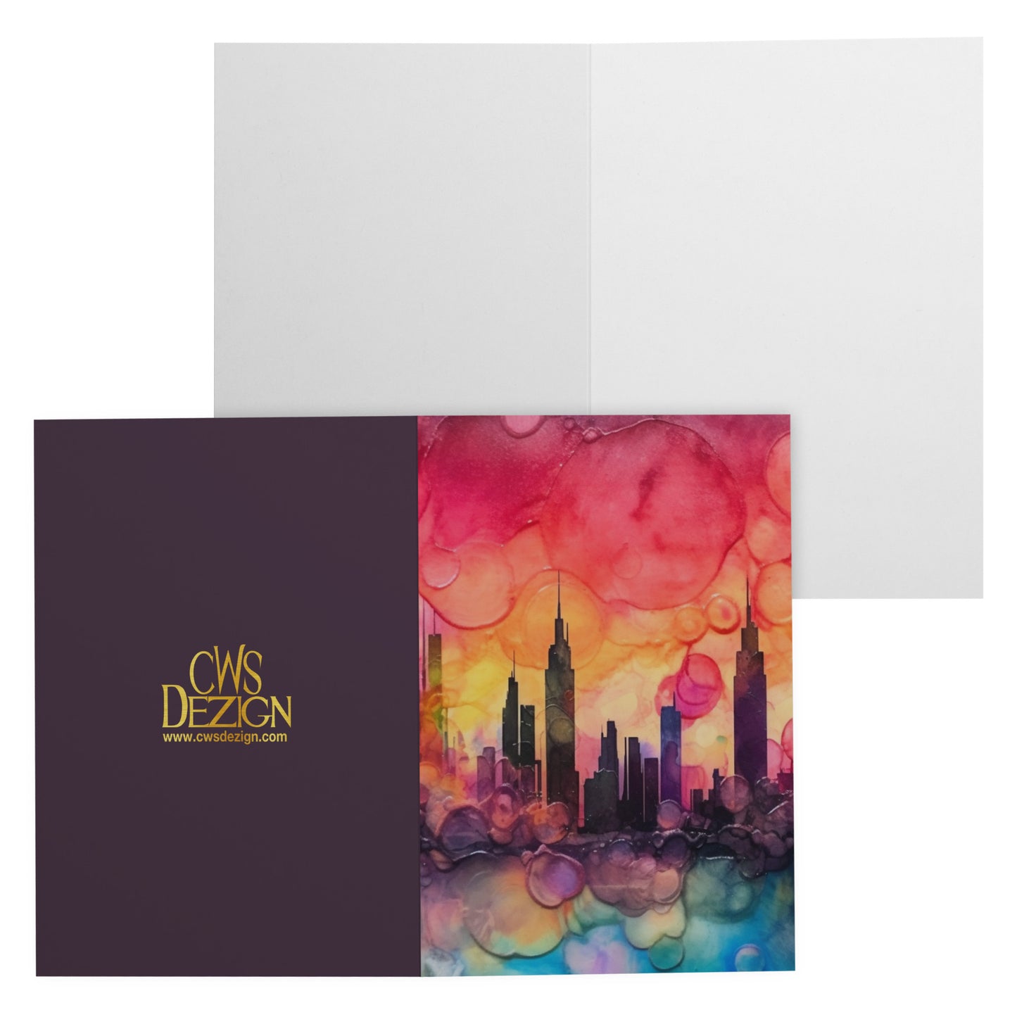 Citiscape Alcohol Ink Greeting Card