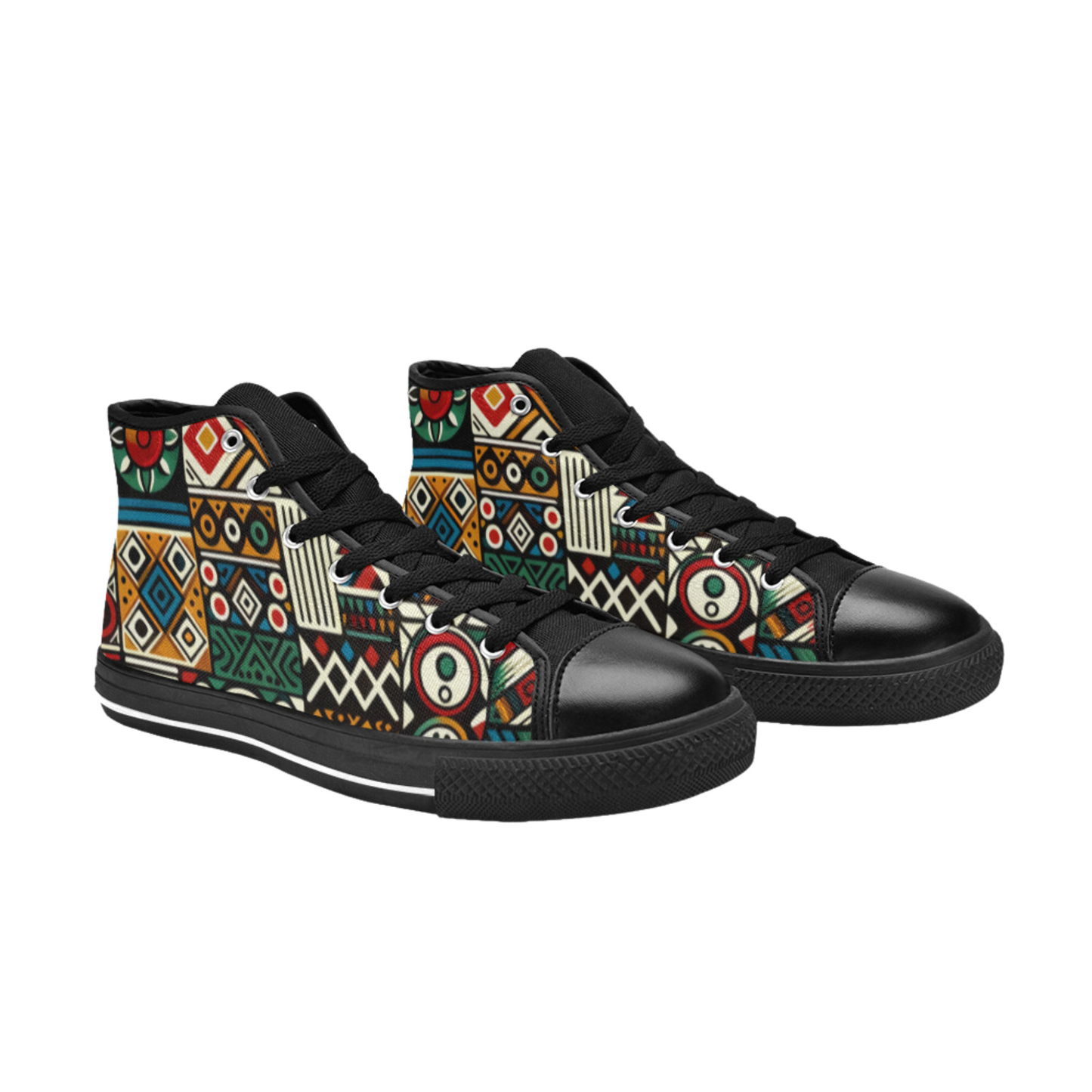 Vibrant Afrocentric Geometric Pattern High Top Sneakers