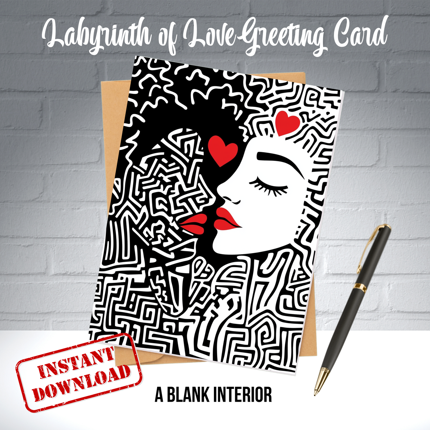 Labyrinth of Love Printable Greeting Card