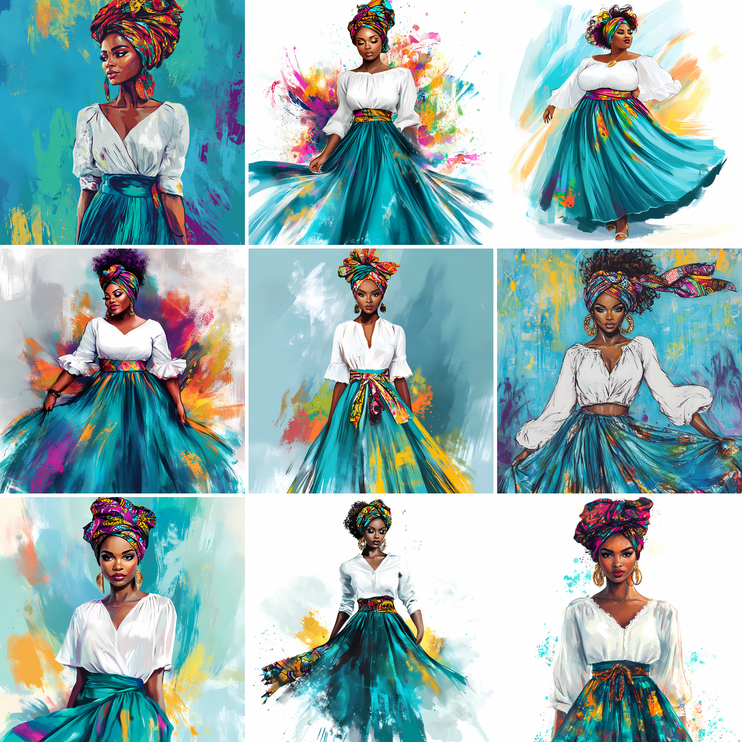 Regal Elegance: Afrocentric Fashion Art Bundle