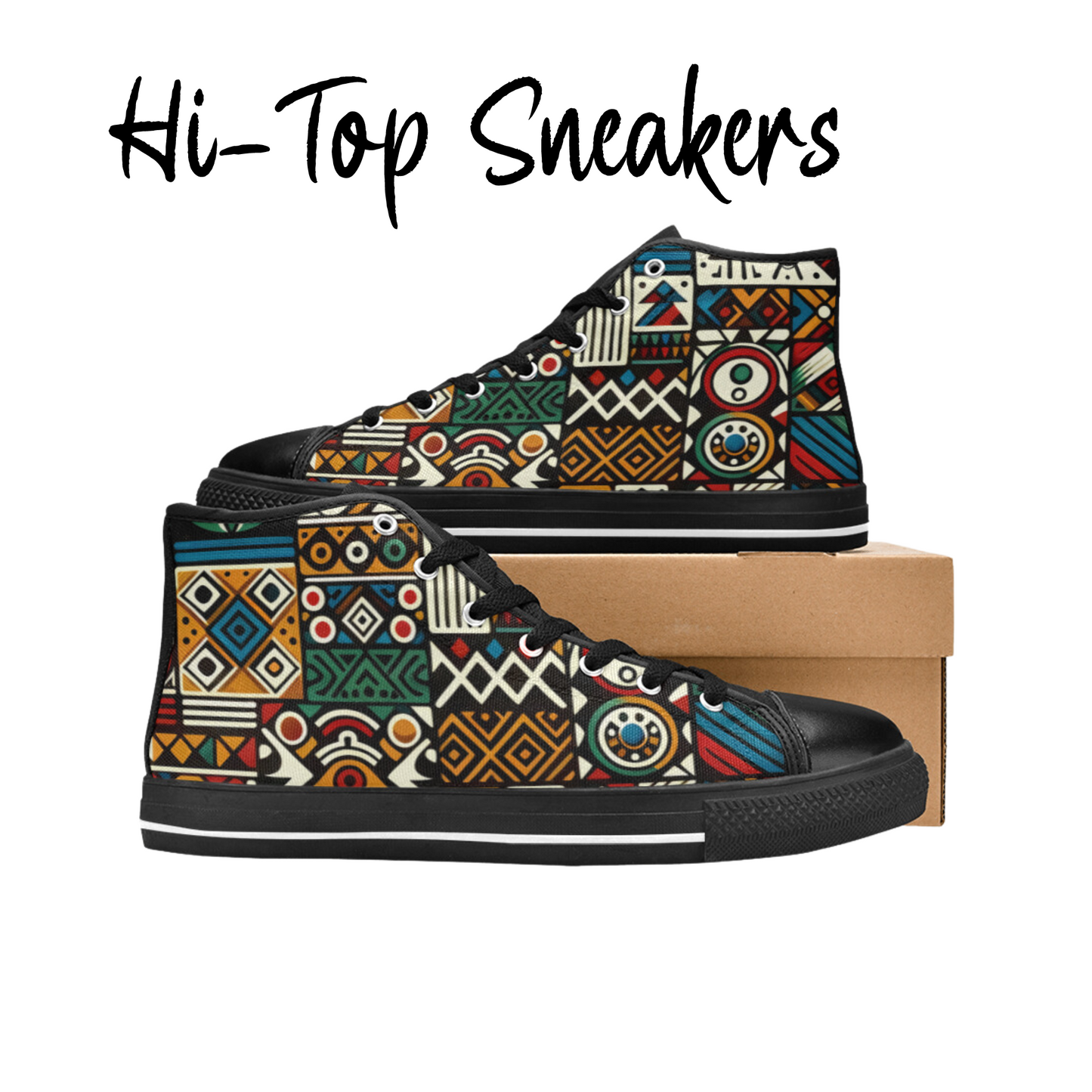 Vibrant Afrocentric Geometric Pattern High Top Sneakers