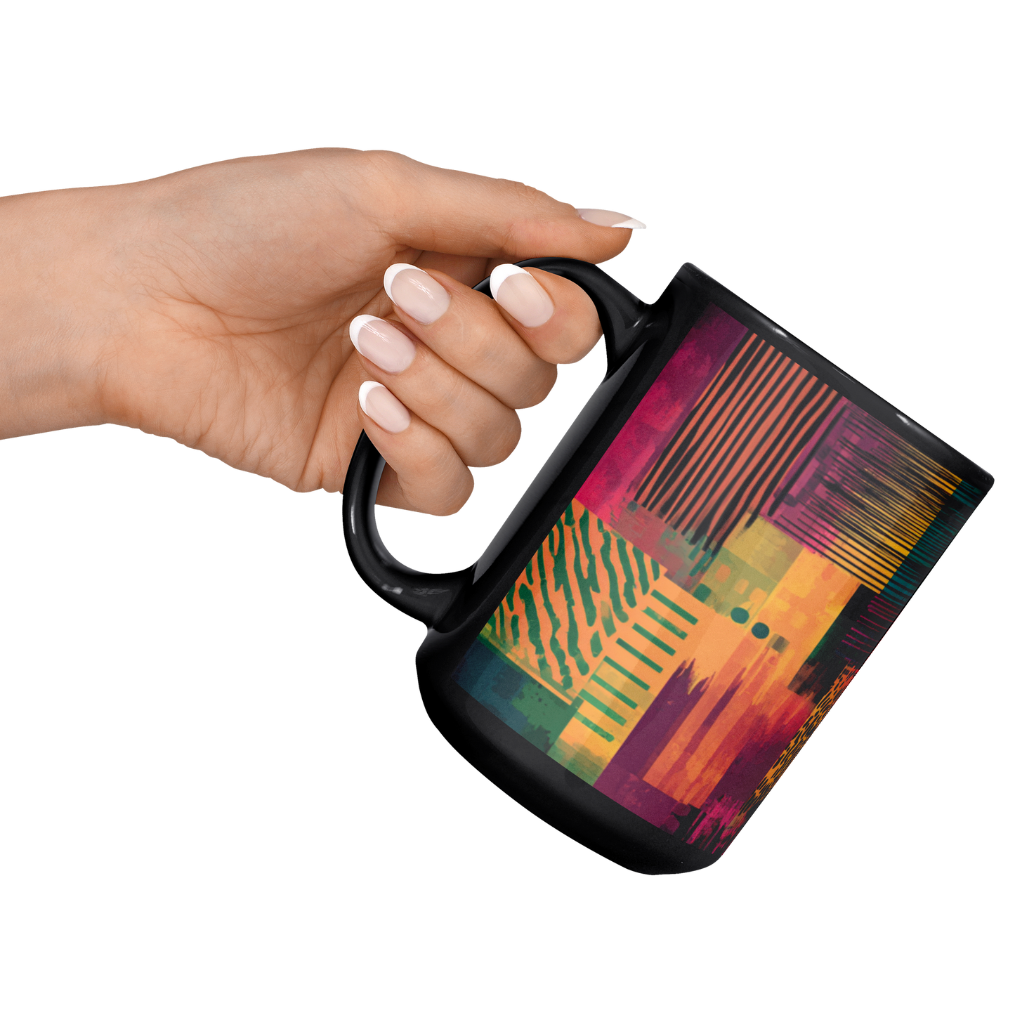 Vibrant_Harmony_Mug__Afrocentric_Abst_Lifestyle_LH_Raised_Angle_Mockup.png