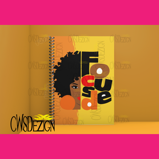 Focused Black Woman Notebook - CWSDezign