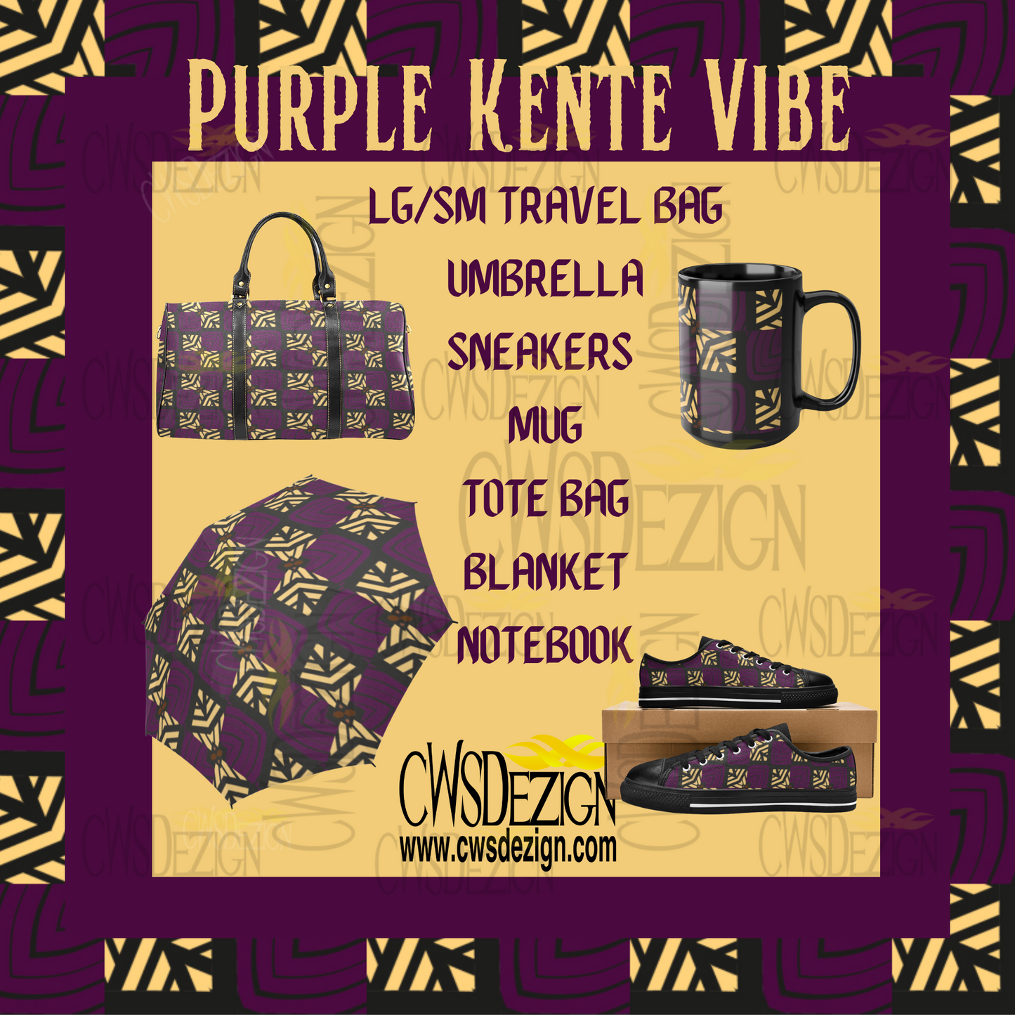 Purple Kente Vibe Travel Duffle Bag - CWSDezign